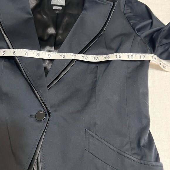 Armani Exchange Navy Satin Trim Blazer Jacket Women's Size L Fitted Single Butto - Picture 5 of 12